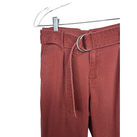 A New Day Rust Red Belted High Rise Straight Jeans Size 6 Fall Casual - Picture 5 of 7